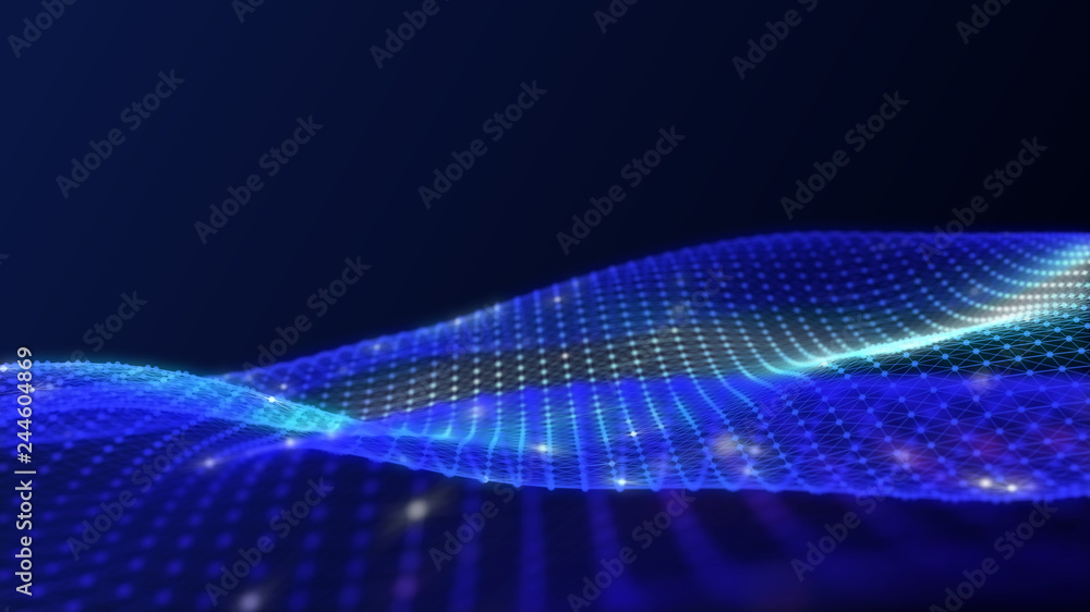Poster 3d abstract digital technology background. futuristic sci-fi user interface concept with gradient do