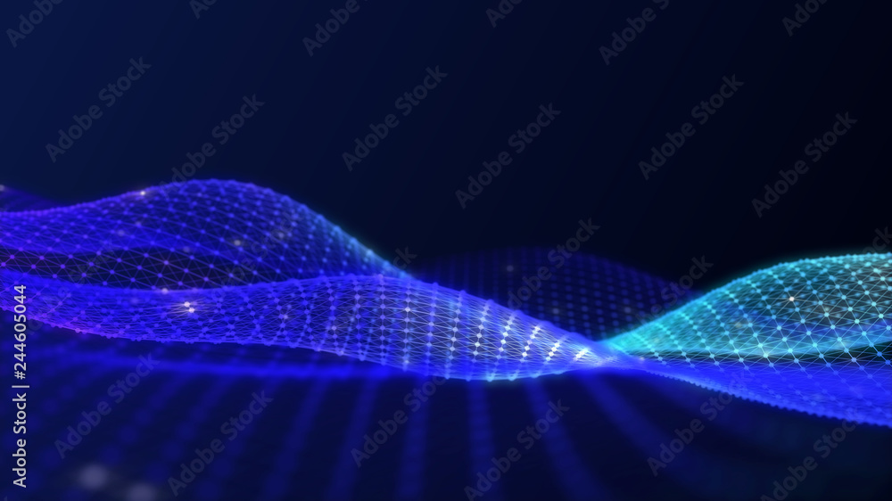 Poster 3d abstract digital technology background. futuristic sci-fi user interface concept with gradient do