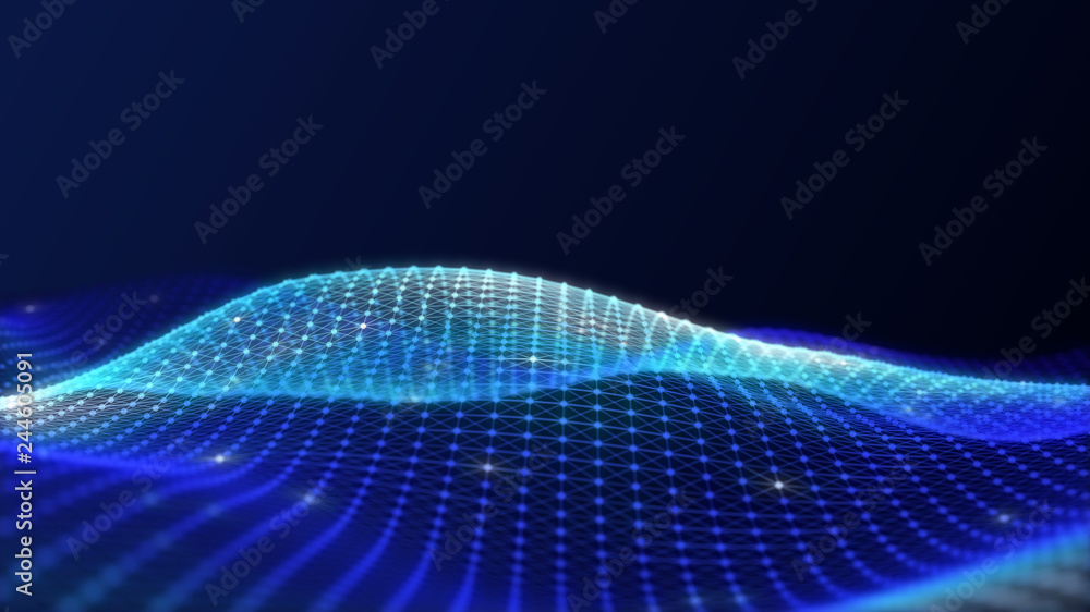Poster 3d abstract digital technology background. futuristic sci-fi user interface concept with gradient do