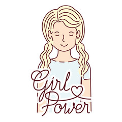 woman with label girl power avatar character