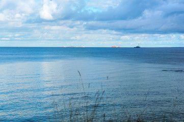 The calm sea. Turquoise seascape. Sea smoothness.