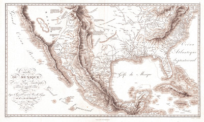 1811, Humboldt Map of Mexico, Texas, Louisiana, and Florida