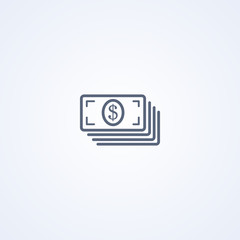 Cash, money, vector best gray line icon