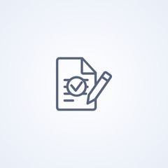 Check file, vector best gray line icon