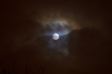 Naklejka na ściany i meble Moon eclipse in full moon. Super blue blood moon