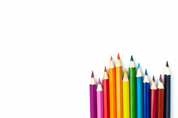 Coloured pencils isolated on the white background