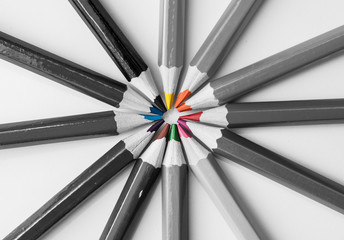 Coloured pencils isolated on the white background