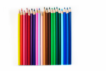 Coloured pencils isolated on the white background