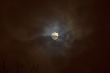 Moon eclipse in full moon. Super blue blood moon