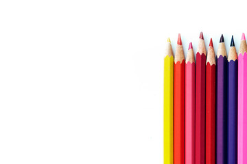 Coloured pencils isolated on the white background