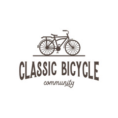 Classic bicycle community vintage retro logo design inspiration in black color