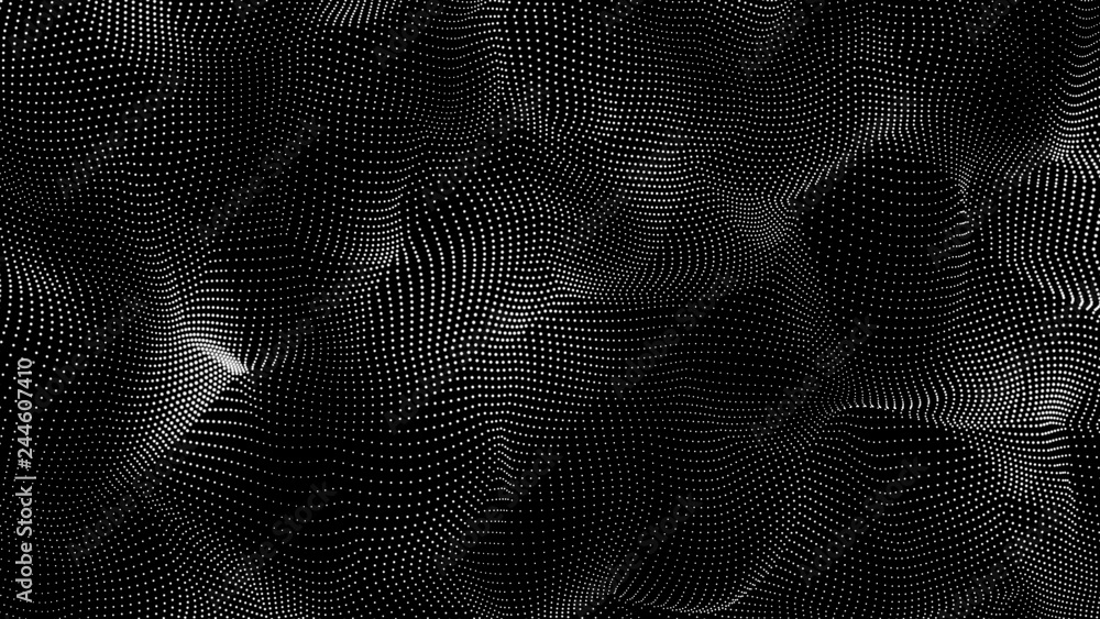 Poster music abstract background. interweaving of atomic particles in space. network connection structure. 