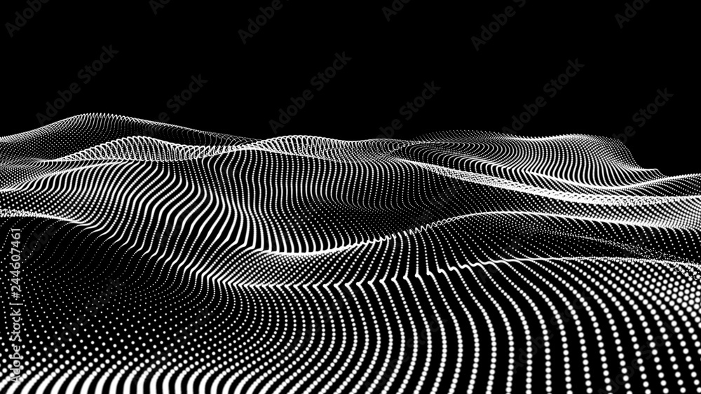 Poster music abstract background. interweaving of atomic particles in space. network connection structure. 