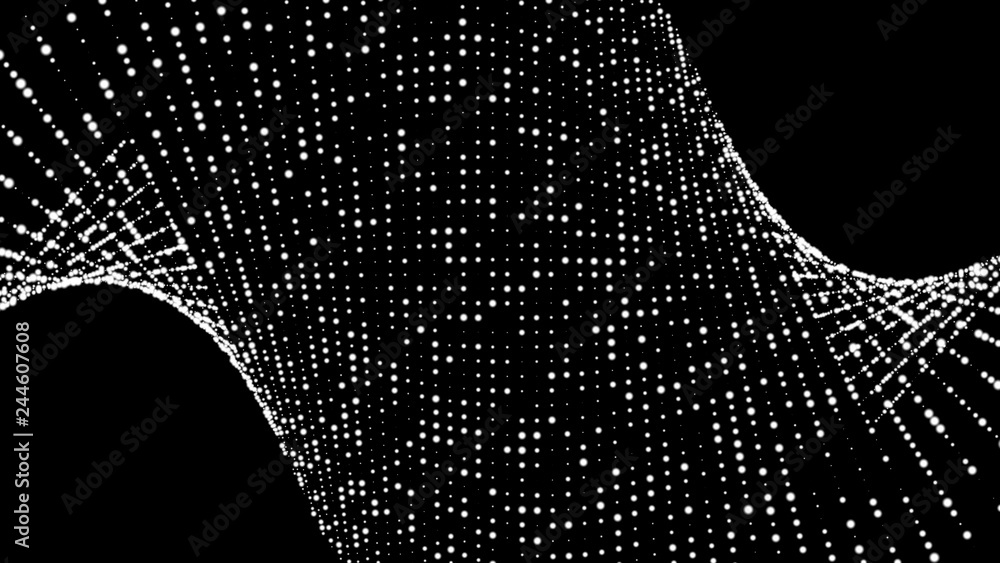 Poster music abstract background. interweaving of atomic particles in space. network connection structure. 
