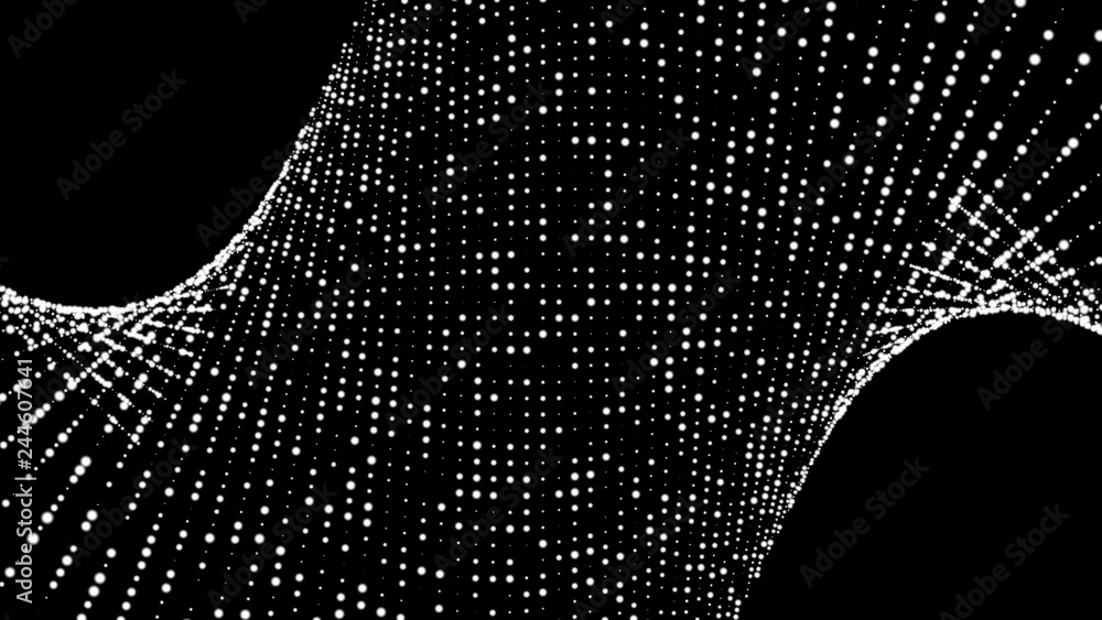 Poster music abstract background. interweaving of atomic particles in space. network connection structure. 