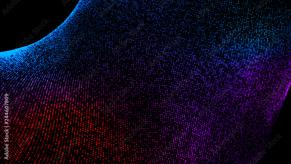 Poster music abstract background. interweaving of atomic particles in space. network connection structure. 