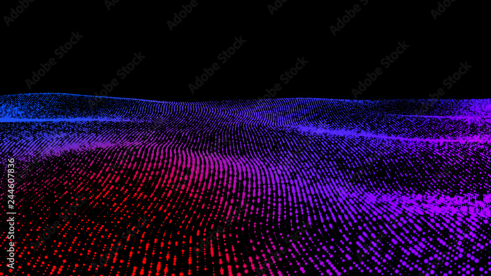 Aufkleber music abstract background blue. abstract polygonal low poly wave background with connecting dots and