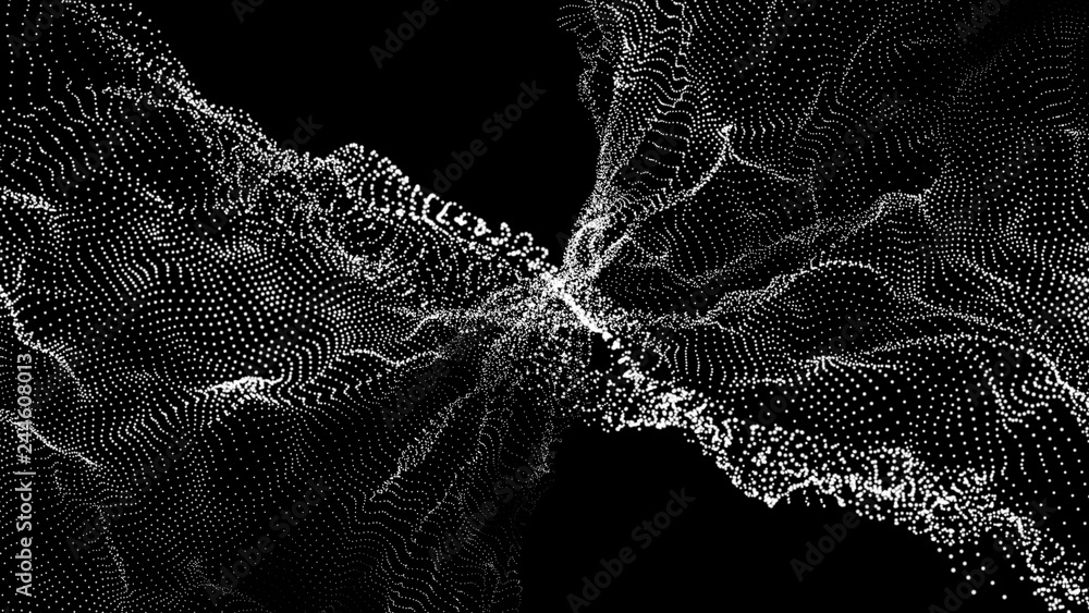 Poster music abstract background. interweaving of atomic particles in space. network connection structure. 
