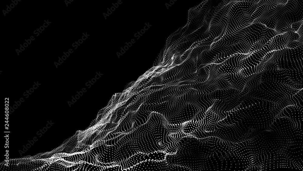 Poster music abstract background. interweaving of atomic particles in space. network connection structure. 