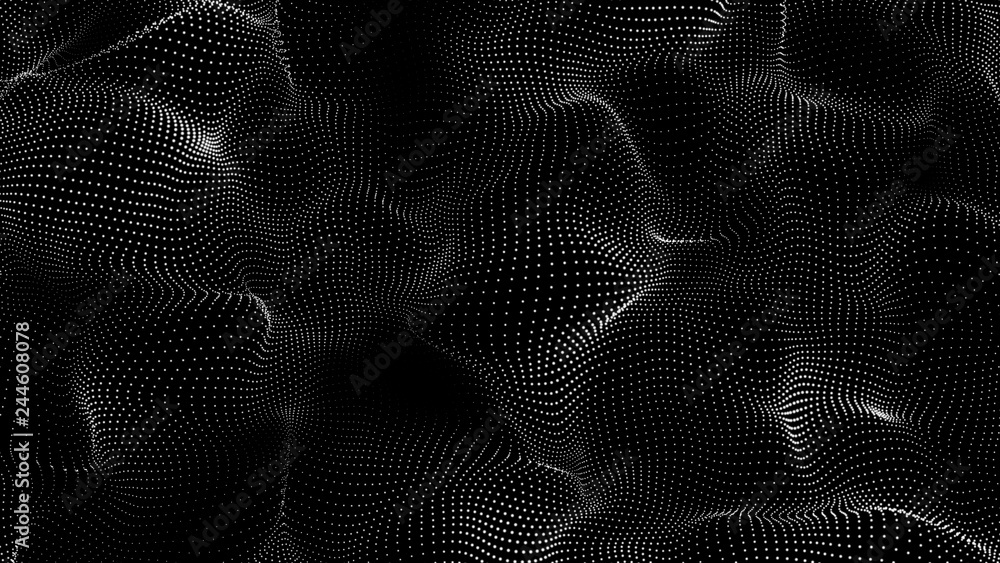 Poster music abstract background. interweaving of atomic particles in space. network connection structure. 