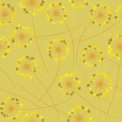 Behang Dandelion blowing vector floral seamless pattern. © SunwArt