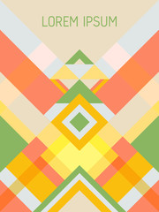 Cover page layout vector template geometric design with triangles and stripes pattern.