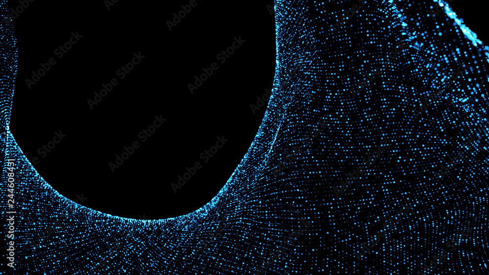 Poster music abstract background. interweaving of atomic particles in space. network connection structure. 