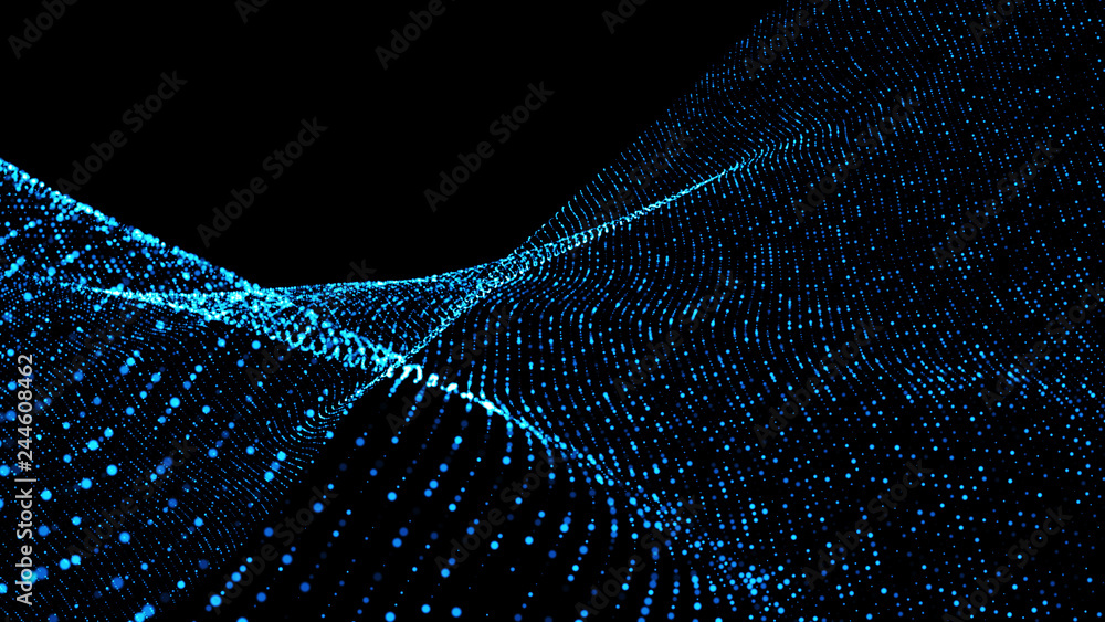 Poster music abstract background. interweaving of atomic particles in space. network connection structure. 
