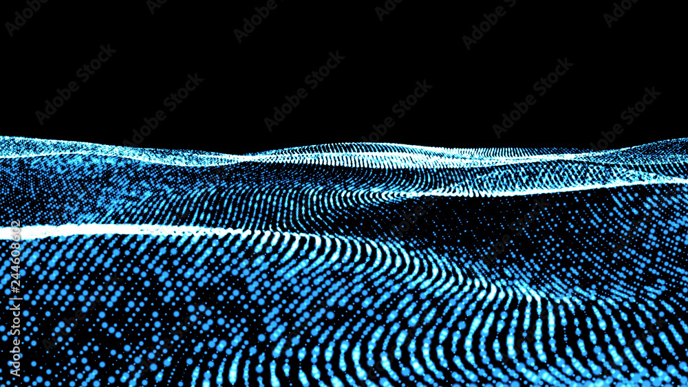 Poster music abstract background blue. abstract polygonal low poly wave background with connecting dots and