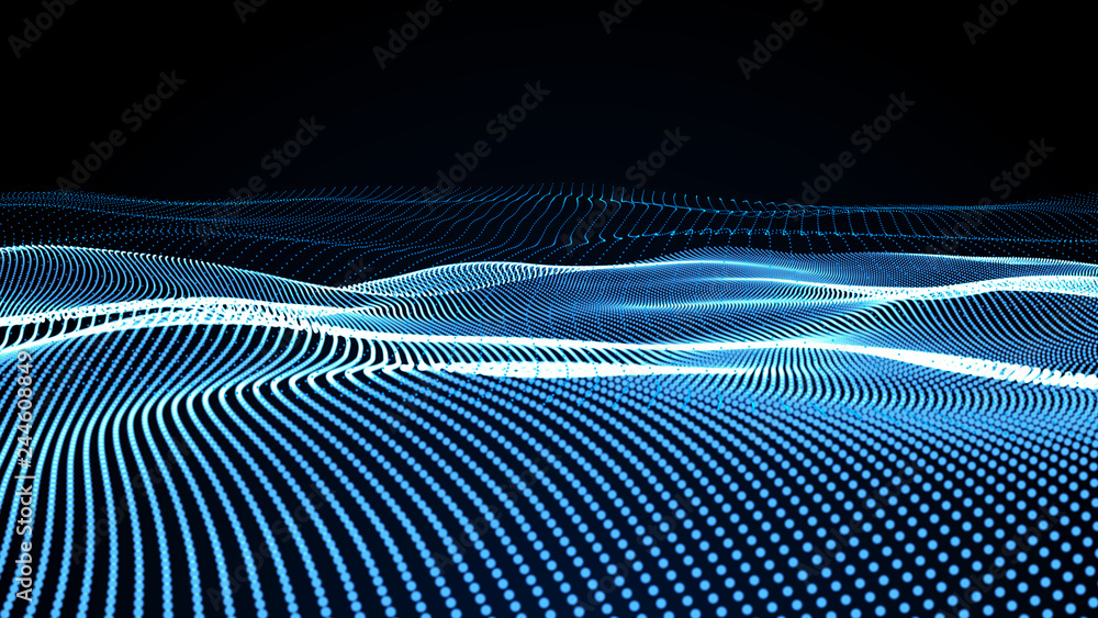 Poster music abstract background blue. abstract polygonal low poly wave background with connecting dots and