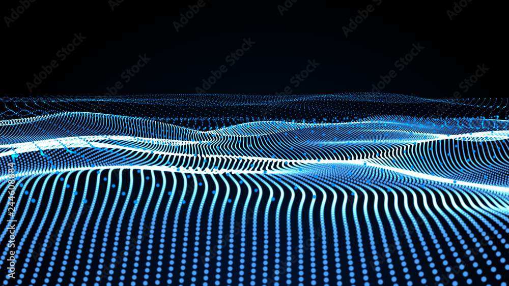 Poster music abstract background blue. abstract polygonal low poly wave background with connecting dots and