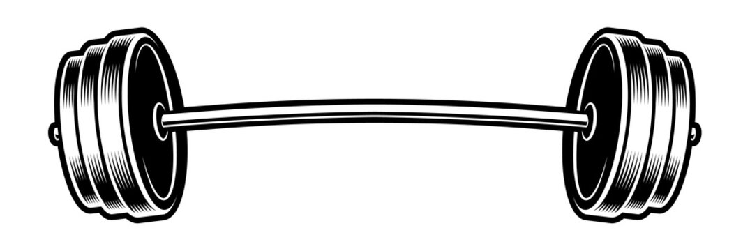 Black and white illustration of a barbell