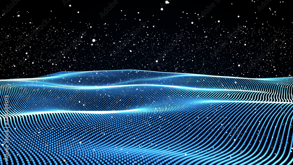 Poster music abstract background blue. abstract polygonal low poly wave background with connecting dots and