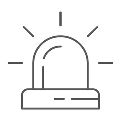 Alarm thin line icon, attention and alert, siren sign, vector graphics, a linear pattern on a white background.