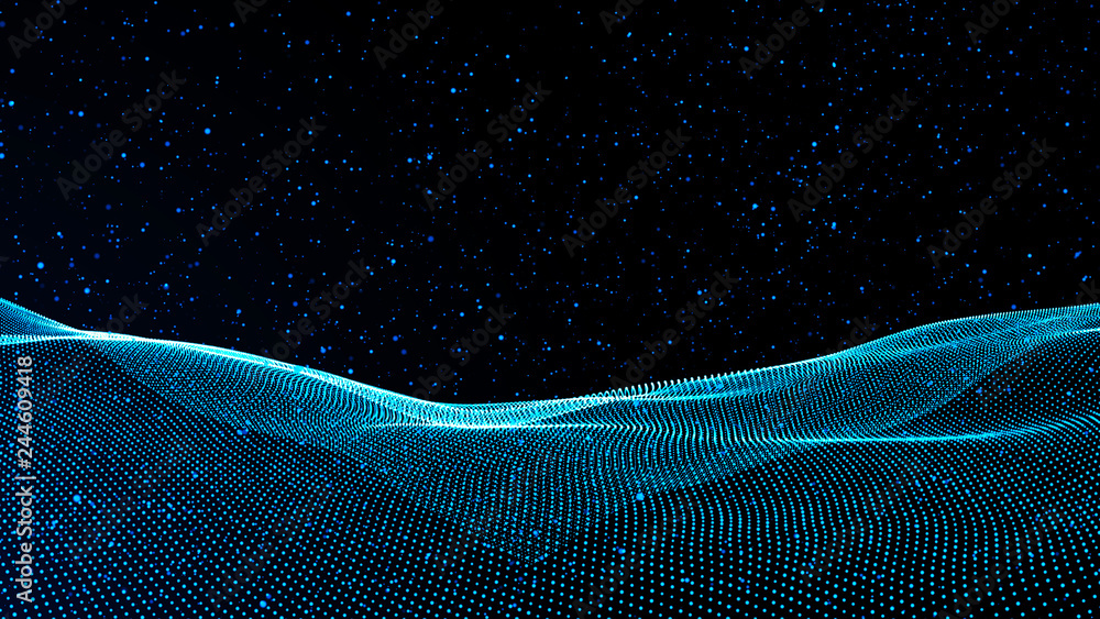 Poster music abstract background blue. abstract polygonal low poly wave background with connecting dots and