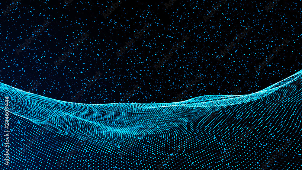 Poster music abstract background blue. abstract polygonal low poly wave background with connecting dots and