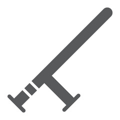 Police baton glyph icon, guard and equipment, stick sign, vector graphics, a solid pattern on a white background.