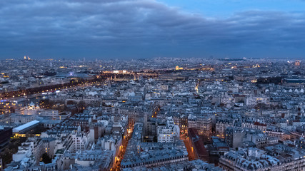 Fototapeta na wymiar Paris, by night, aerial view from the Eiffel tower 