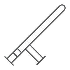 Police baton thin line icon, guard and equipment, stick sign, vector graphics, a linear pattern on a white background.