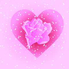 Scarlet heart with a rose on a love background
