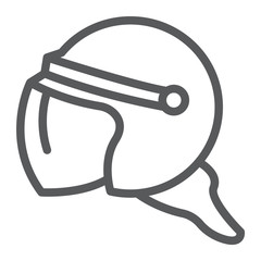 Helmet line icon, protection and uniform, police helmet sign, vector graphics, a linear pattern on a white background.