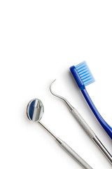 Dental instruments. Dentists tools and toothbrush.