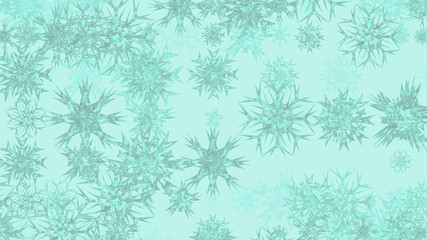 Abstract background with a variety of colorful snowflakes. Big and small.