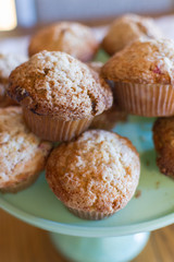 Close up of a stack of muffins.