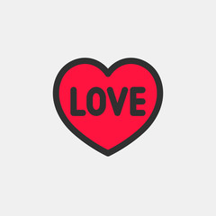 A heart with the word LOVE. Vector icon. Logo for your design.