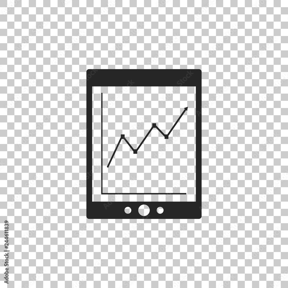 Poster tablet with statistic graph chart icon isolated on transparent background. financial chart and graph