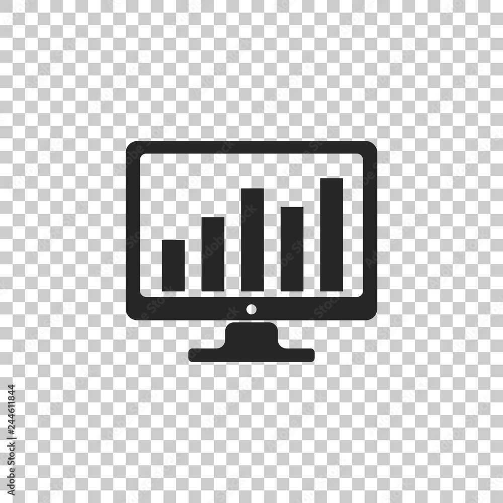 Fototapete computer screen with financial charts and graphs icon isolated on transparent background. chart bars