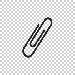 Paper clip icon isolated on transparent background. Flat design. Vector Illustration