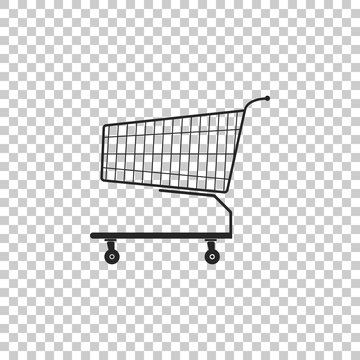 Shopping cart icon isolated on transparent background. Flat design. Vector Illustration