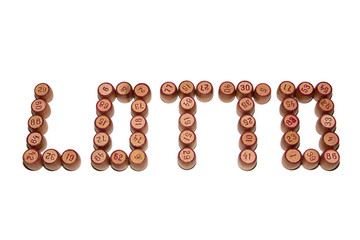 Word from Bingo barrels. Isolated on white background.